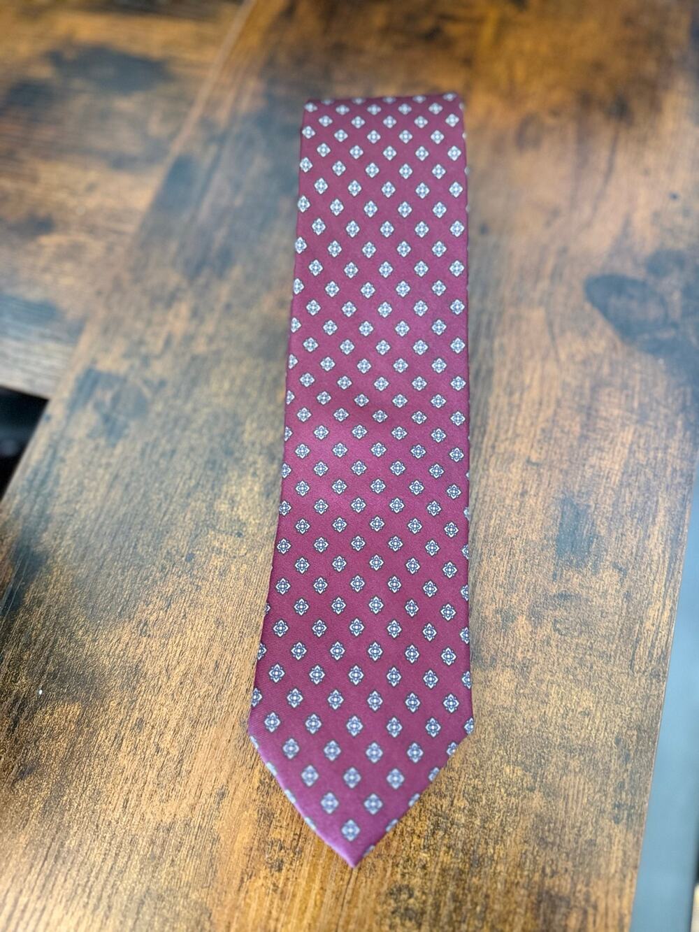 Vintage Christian Dior Monsieur Burgundy Geometric Tie Made in USA